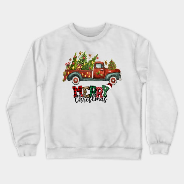 Vintage Wagon Christmas T-Shirt - Tree on Car Xmas Merry Christmas Gift Crewneck Sweatshirt by peskybeater